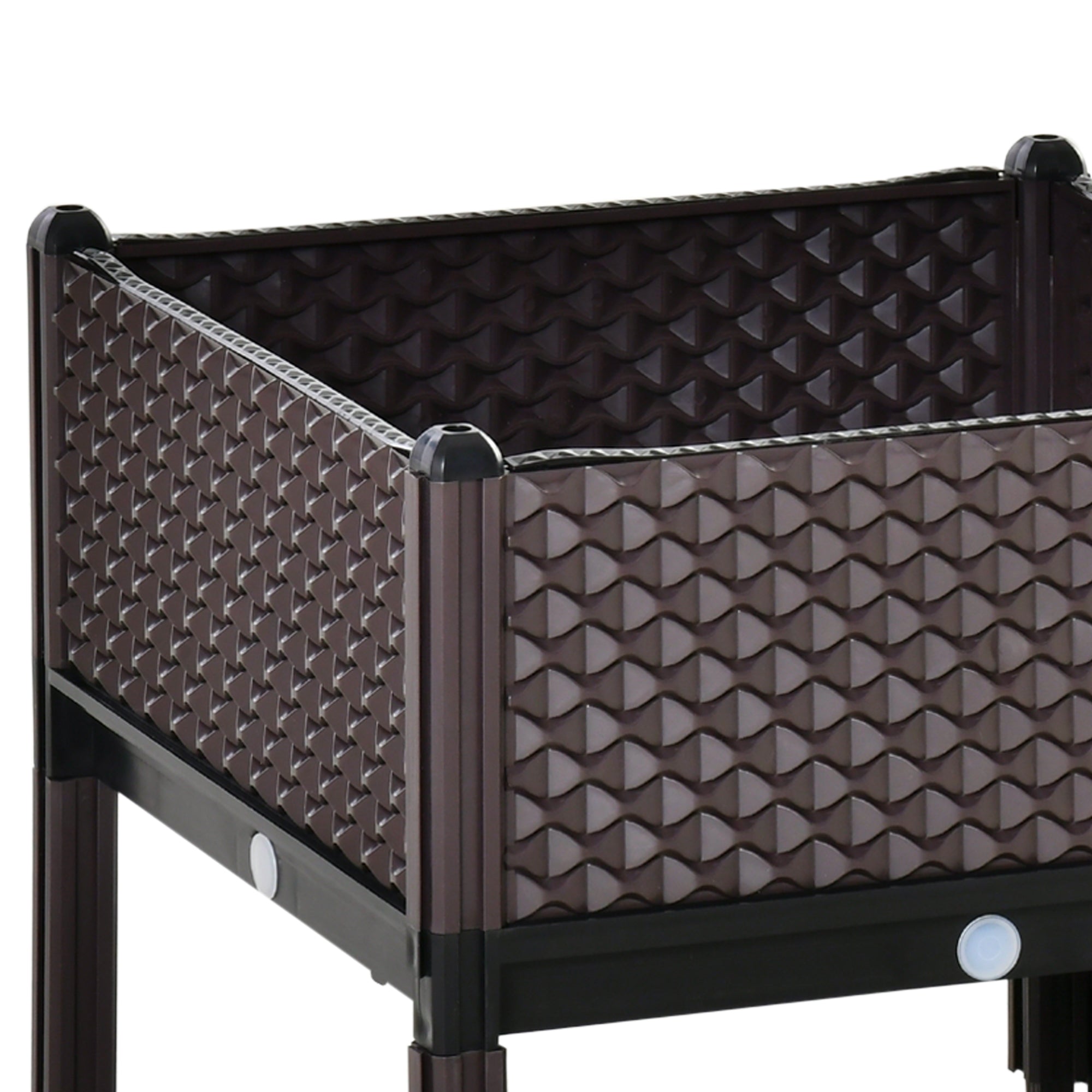 Kozy 50cm x 50cm x 46.5cm Set of 2 41L Plastic Raised Garden Bed, Planter Box, Flower Vegetables Planting Container with Self-Watering Design and Drainage Holes for Patio Balcony