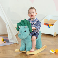 Kozy Plush Ride-On Rocking Dinosaur, with Sound - Green