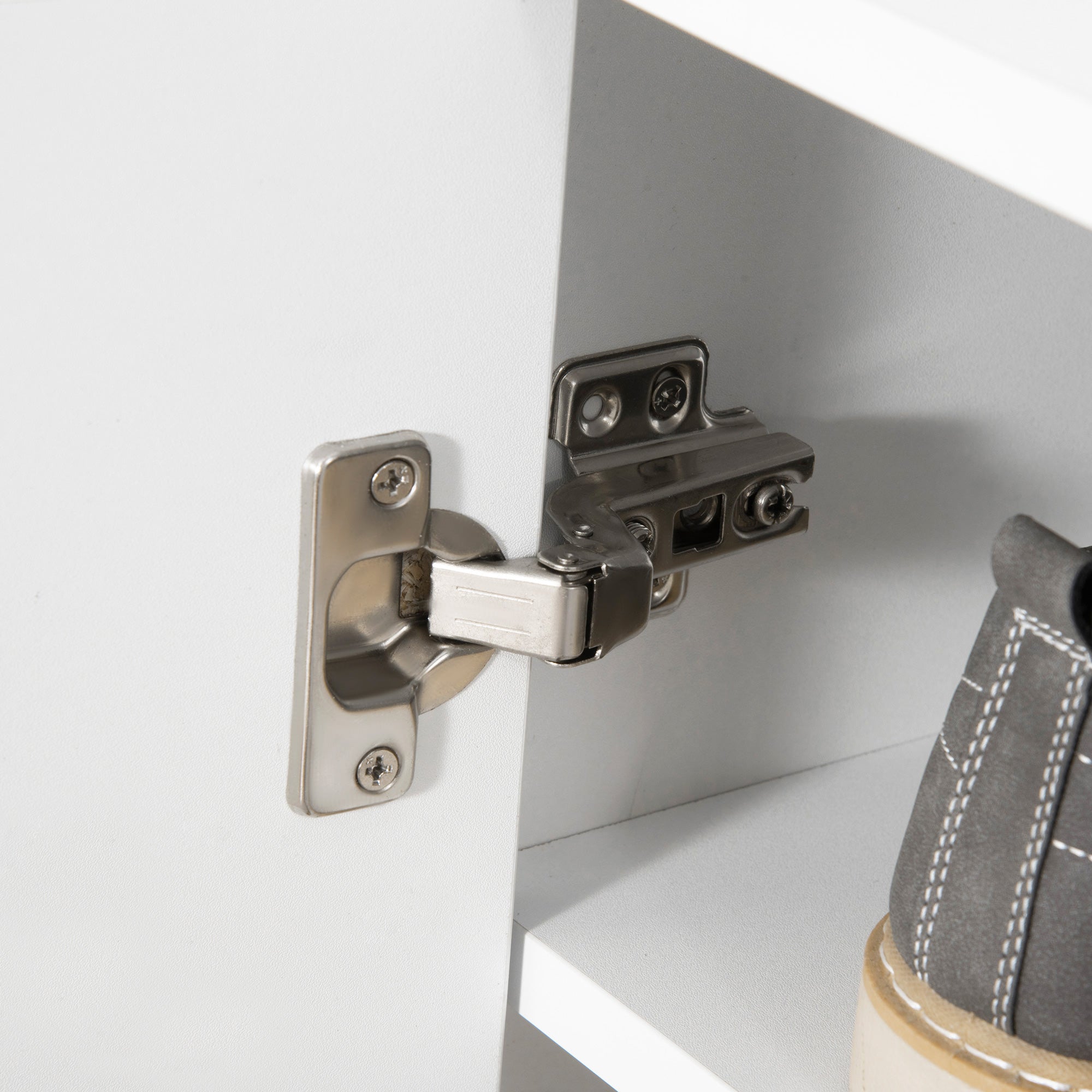 Kozy Modern Shoe Cabinet Storage Organizer with Doors and Shelves for Hallway & Entryway, 60L x 30W x 92Hcm, White