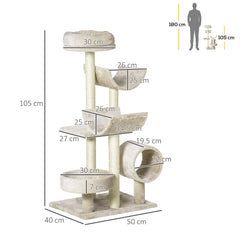 PawHut Cat Tree, Plush, 50Lx40Wx105H cm