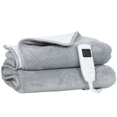 Kozy Heated Electric Blanket, Warm Throw Blanket with 5 Heating Levels, 10 Hour Auto-Off Timer, Grey