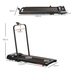 Kozy Foldable Walking Treadmill, with LED Display and Wheels, for Home, Office, Gym, Red