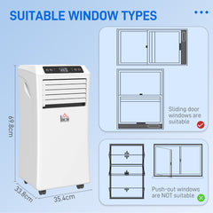 HOMCOM Mobile Air Conditioner with Remote Control, Timer, Cooling Dehumidifying Ventilating, LED Display White