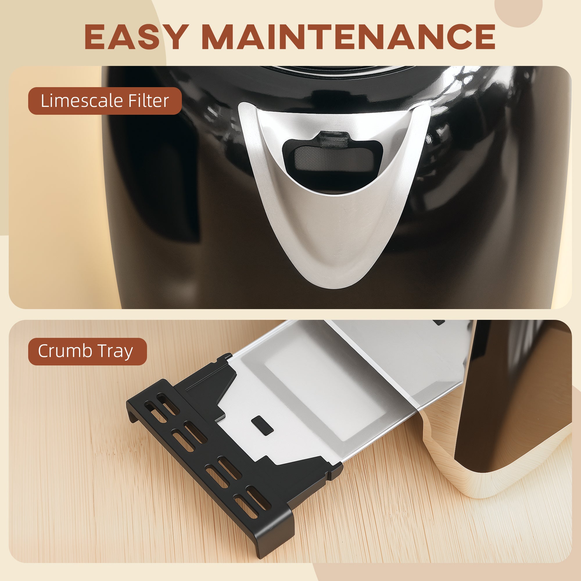Kozy - Simple Polished Toaster and Kettle Set - Black