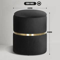 Kozy - Velvet-Feel Storage Ottoman - Black