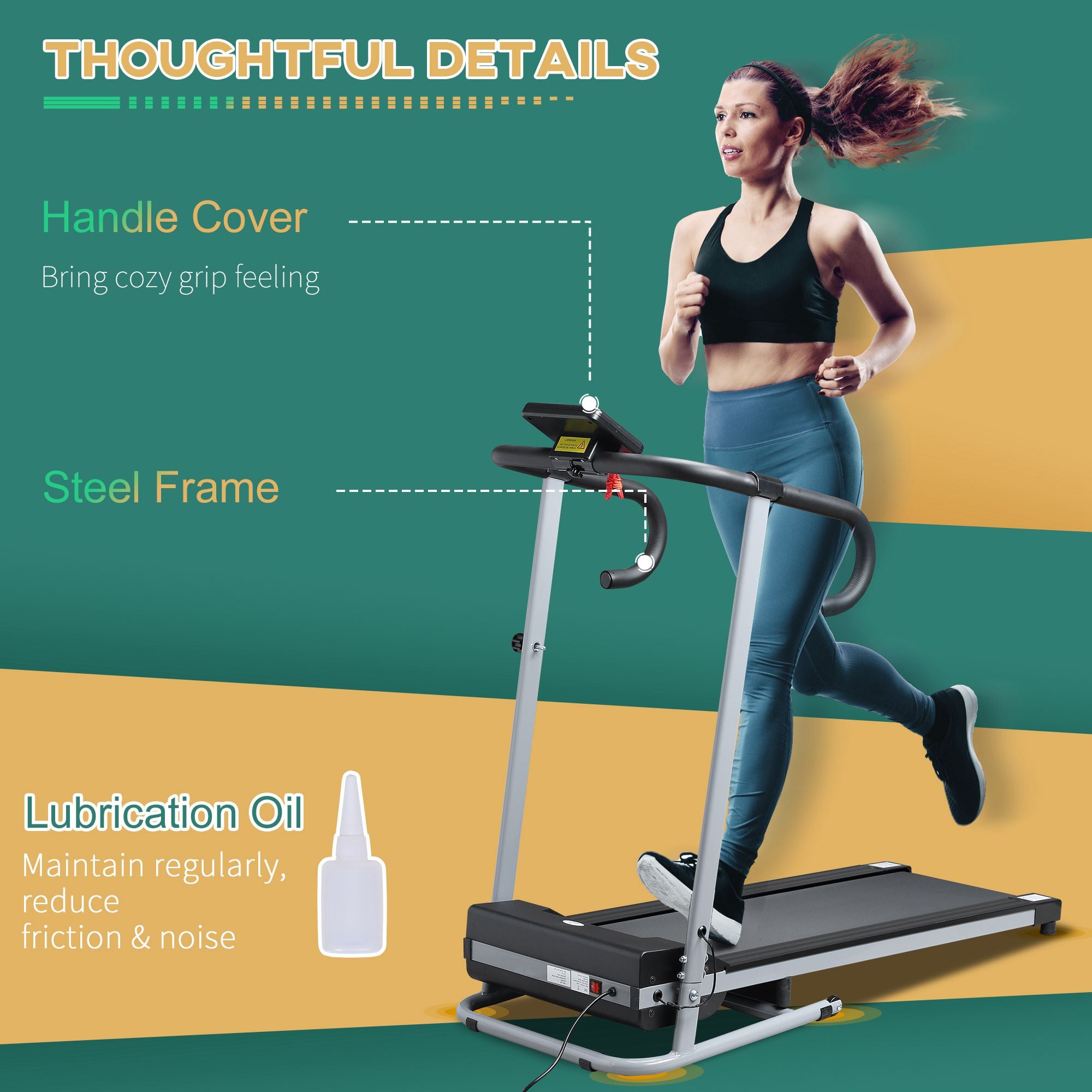 Kozy Folding Treadmill with Incline, Walking Pad Treadmill for Home, 1-10km/h Under Desk Running Machine with LCD Display and Wheels, No Assembly, Grey