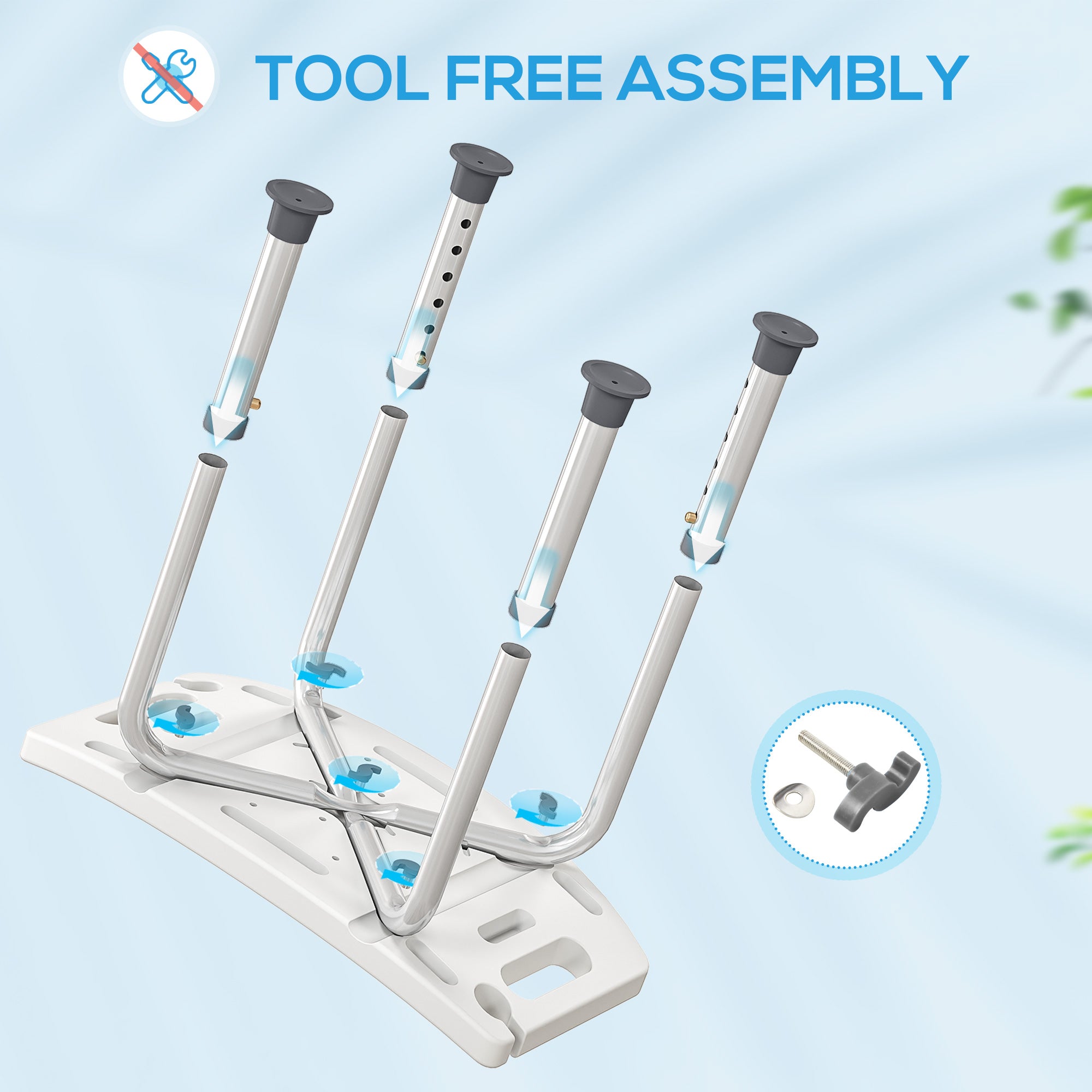 Kozy - Shower Chair, Adjustable Height Shower Stool with Aluminium Frame and Non-Slip Feet, Bathtub Stool Seat for Elderly Disabled Handicap, Grey