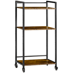 Kozy 3-Tier Printer Stand, Utility Cart, Rolling Trolley with Adjustable Shelves with Lockable Wheels for Home Office, Rustic Brown