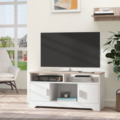 Kozy TV Stand Cabinet up to 50", Modern TV Unit with Storage, Open Shelves and Cable Management for Living Room, Bedroom, White