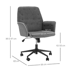 HOMCOM Linen Fabric Office Chair, Mid