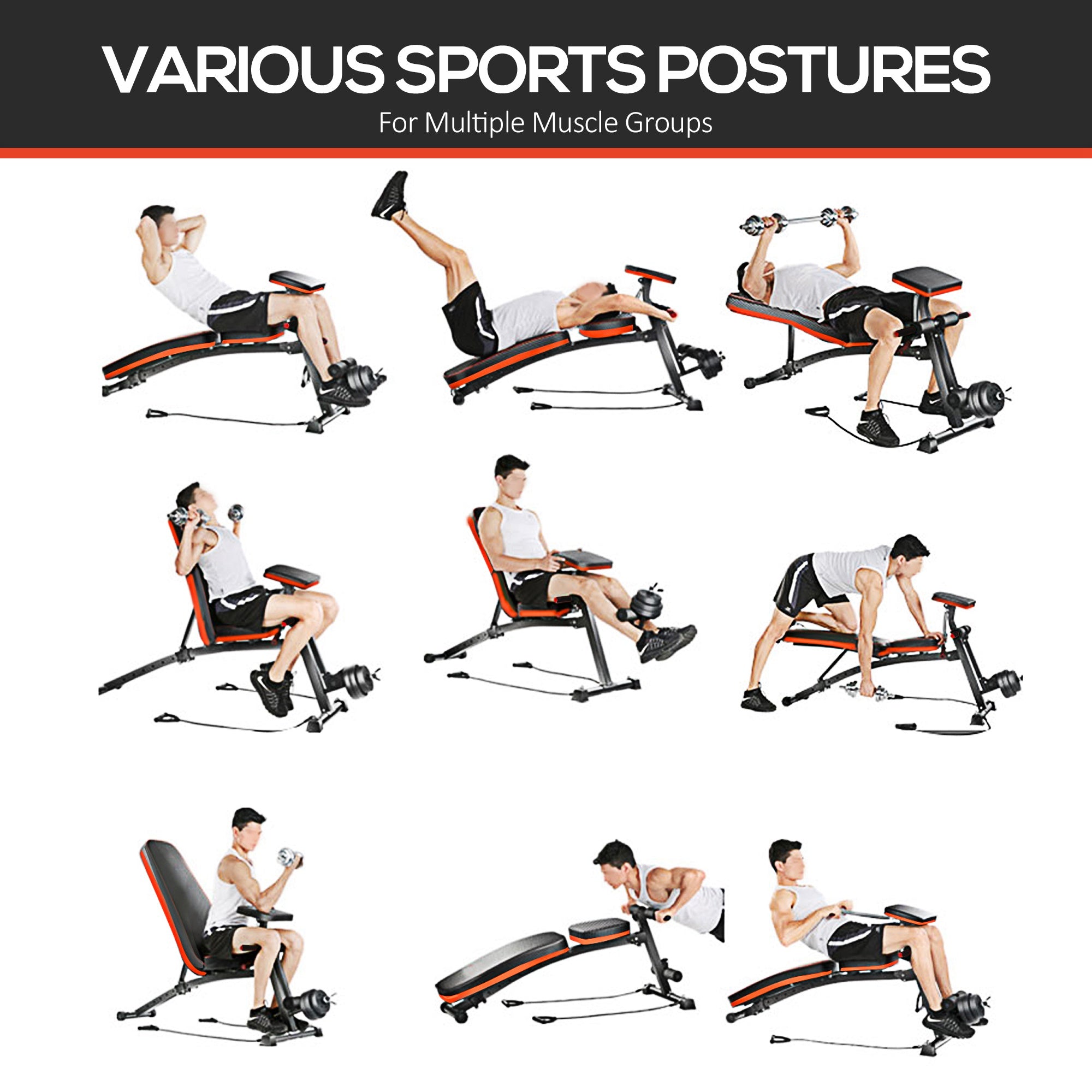 Kozy Adjustable Reclined Dumbbell Bench Weight Lifting Set Folding Sit Up Ab Bench Home Training Gym Multiuse Workout Exercise Fitness with 2 x 4kg Dumbbells