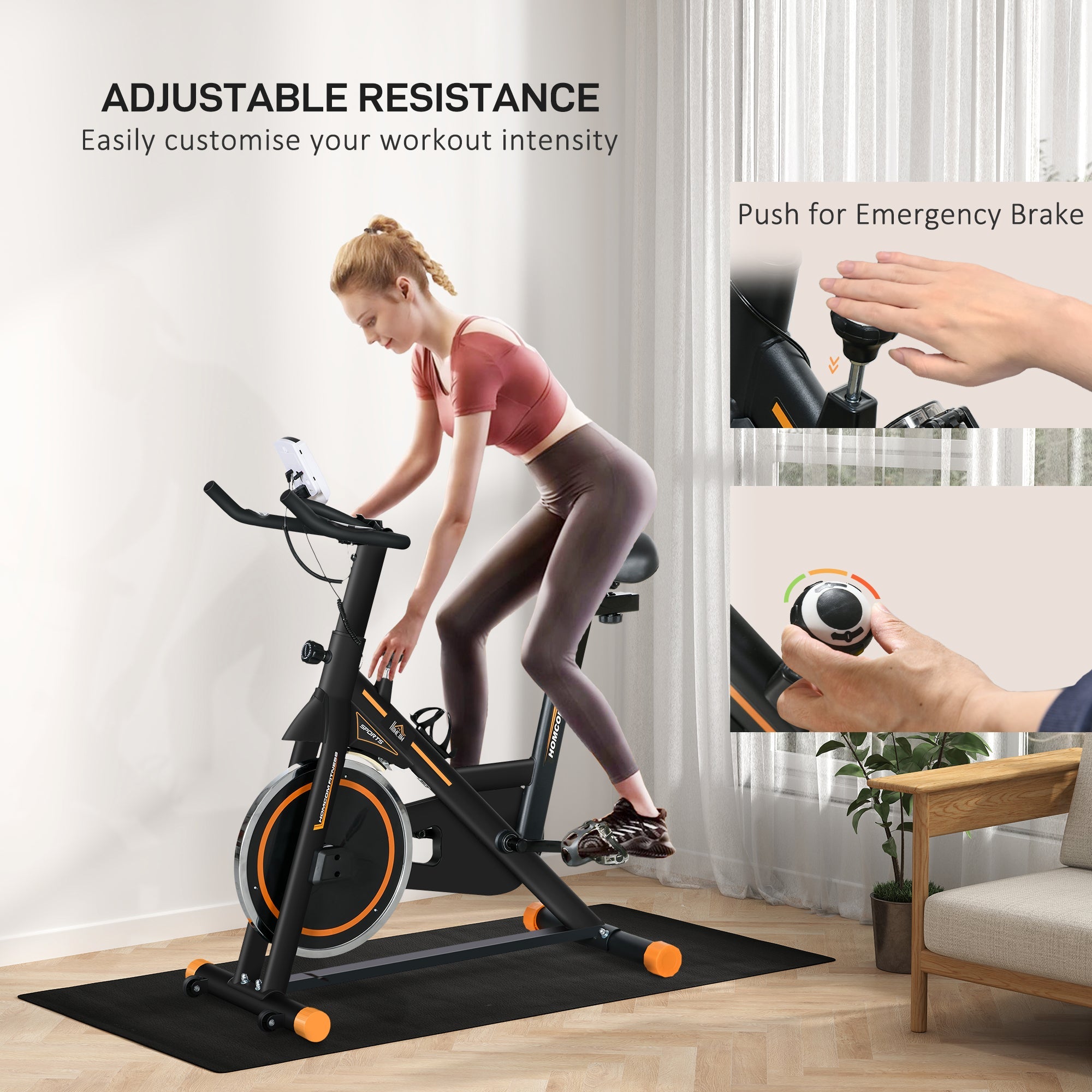 HOMCOM Exercise Bike, Indoor Cycling Bike for Home Use, Stationary Bike w/ LCD Display & Heart Rate Sensor, Fitness Bike for Home, Gym | Aosom UK