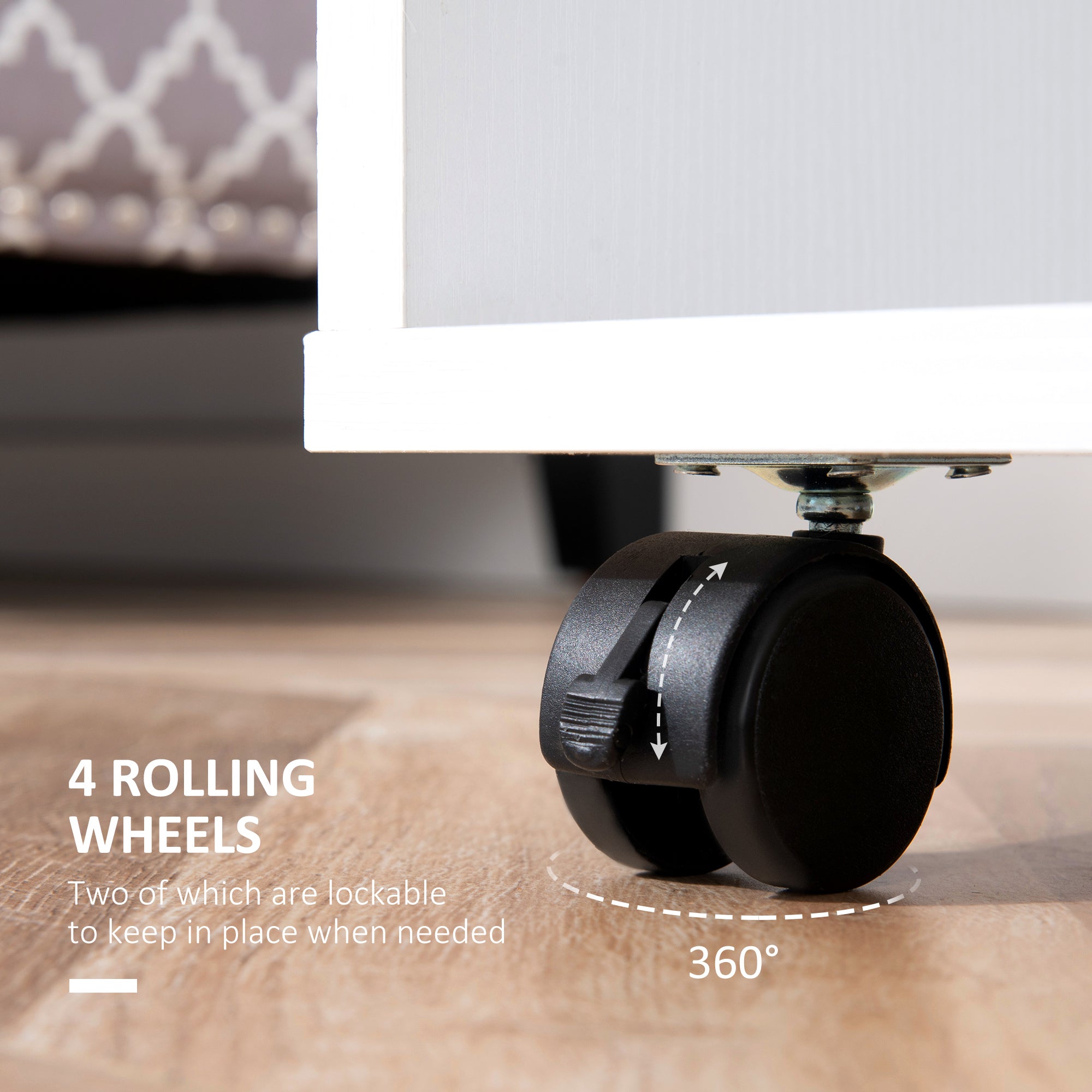 Kozy Open Wardrobe on Wheels, Bedroom Wardrobe with Clothes Hanging Rail, 2 Storage Shelves, Mobile Garment Rack for Cloakroom, Hallway, White