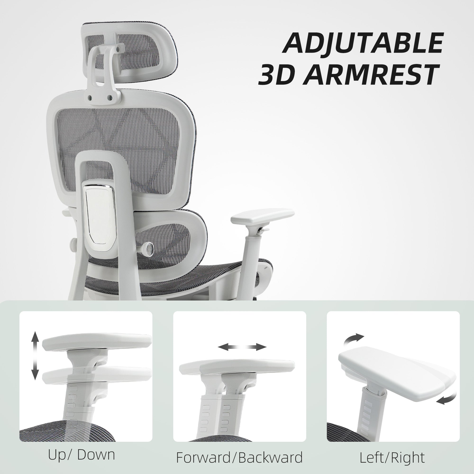 Kozy - Multi-Adjustable Mesh Office Chair - Grey and White