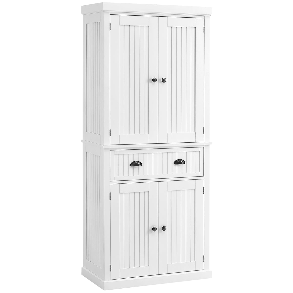 Kozy Kitchen Storage Cabinet with Drawer and Adjustable Shelves - White
