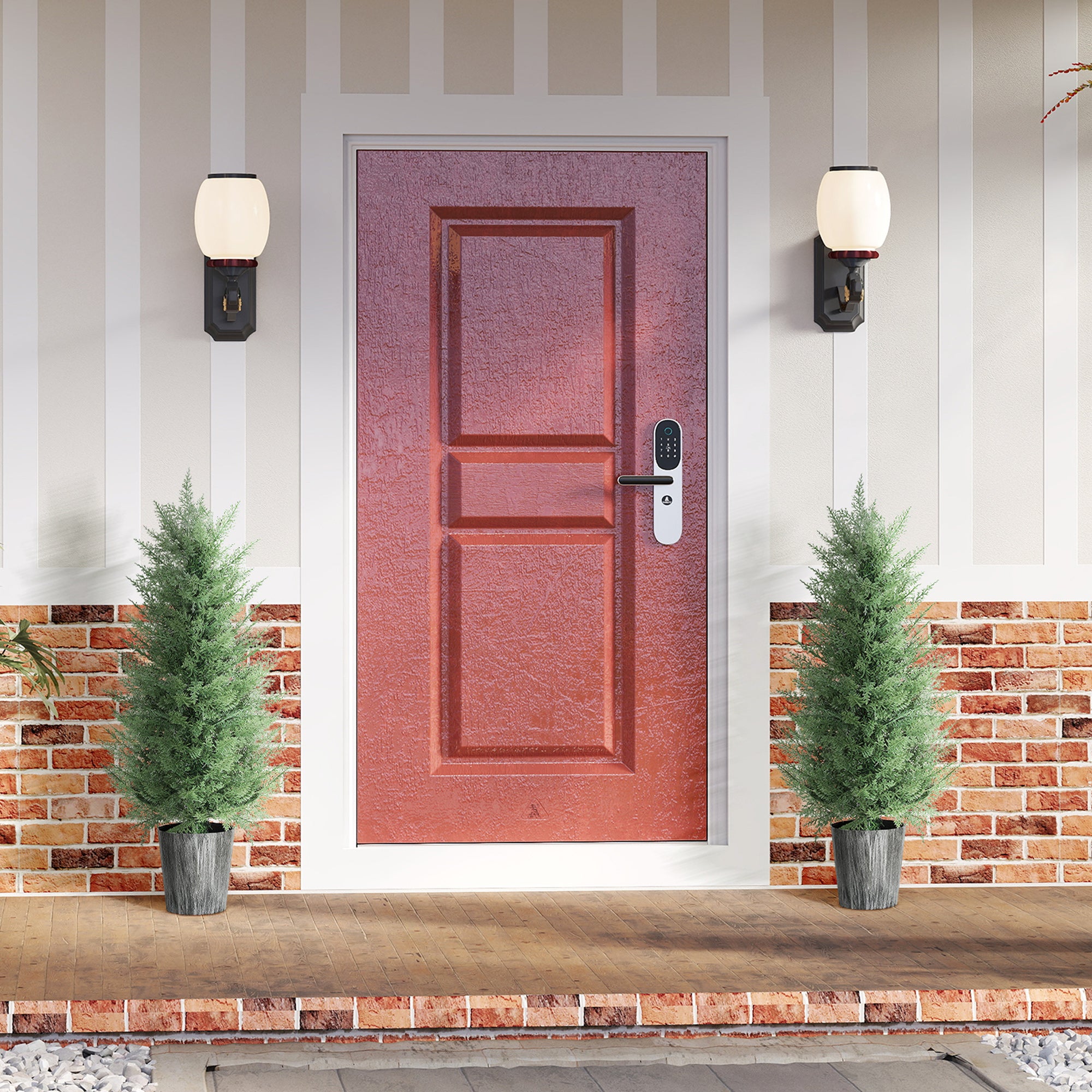 Kozy - 90cm Artificial Cypress Trees Set of 2, UV Resistant Artificial Plants with Decorative Pot, Fake Plants for Indoor Outdoor Decor, Green