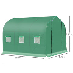 Kozy Polytunnel Greenhouse with Windows and Door, Walk in Greenhouse for Garden, Backyard (3 x 2 M)