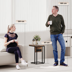 Kozy - C Shaped Side Table with Charging Station and Foldable Top - Rustic Brown