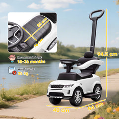 Kozy LAND ROVER DISCOVERY Licensed Baby Push Car, 2-in-1 Ride on Car with Push Handle and Safety Guardrail, White