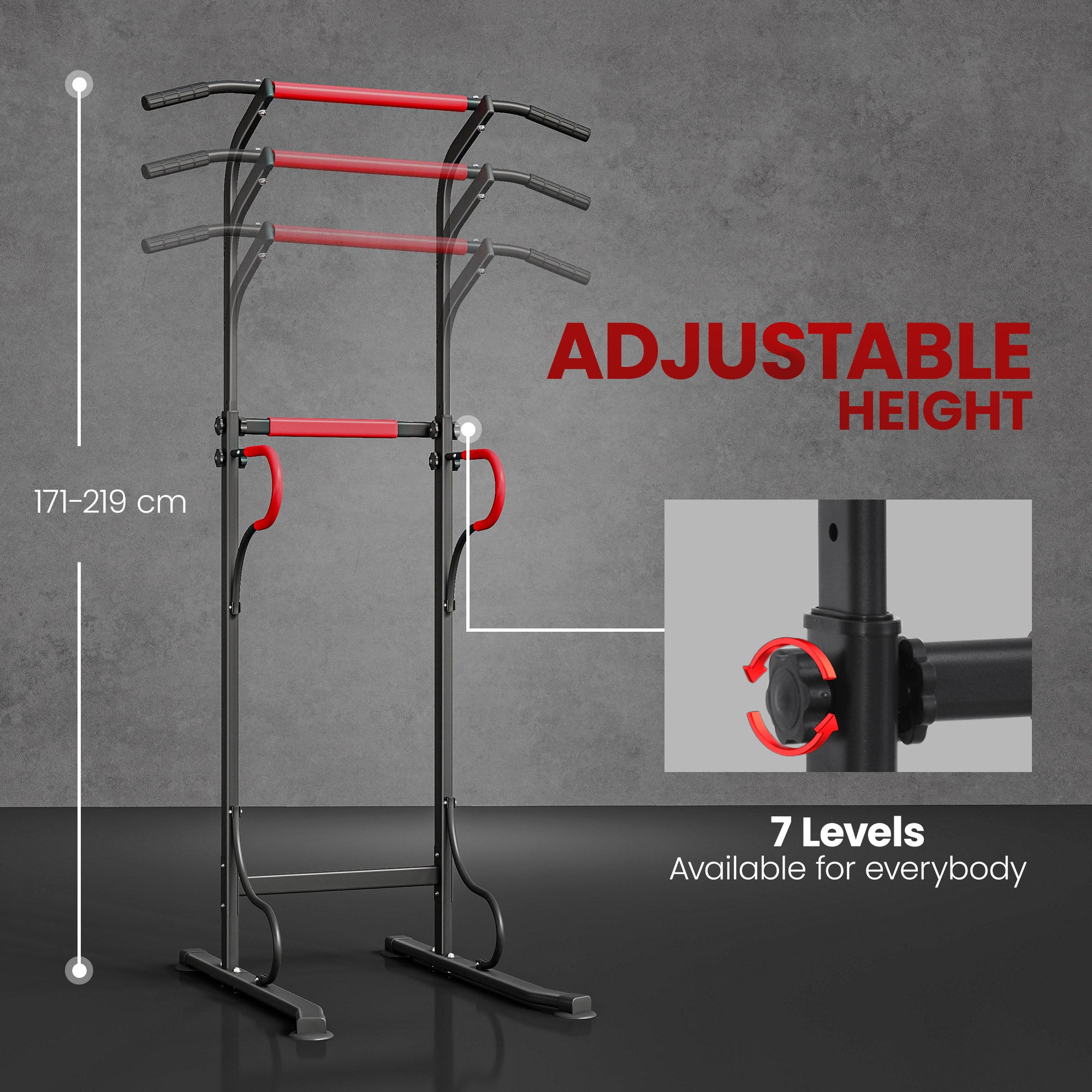 Kozy Steel Multi-Use Exercise Power Tower Pull Up Station Adjustable Height W/ Grips