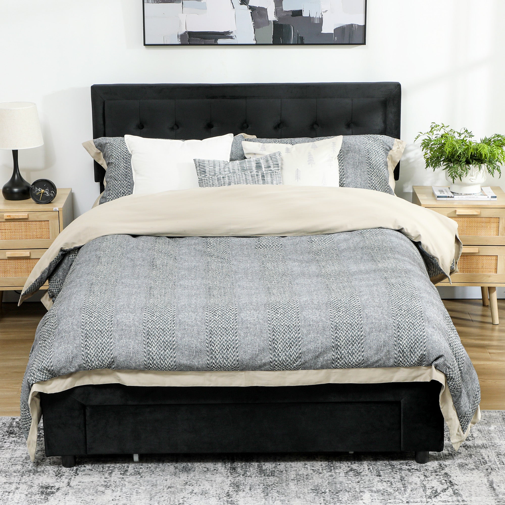 Kozy - King Size Ottoman Bed Frame, with Front Drawer - Black