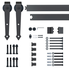 HOMCOM 6.6FT / 2m Carbon Steel Sliding Door Kits Barn Hardware Closet Set Antique Style Track System For Single Wooden Door | Aosom UK