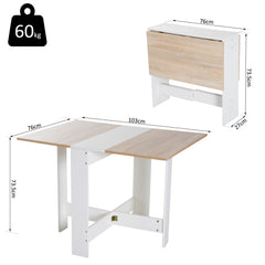 Kozy Wooden Folding Dining Table Writing Computer Desk PC Workstation Space Saving Home Office Oak & White