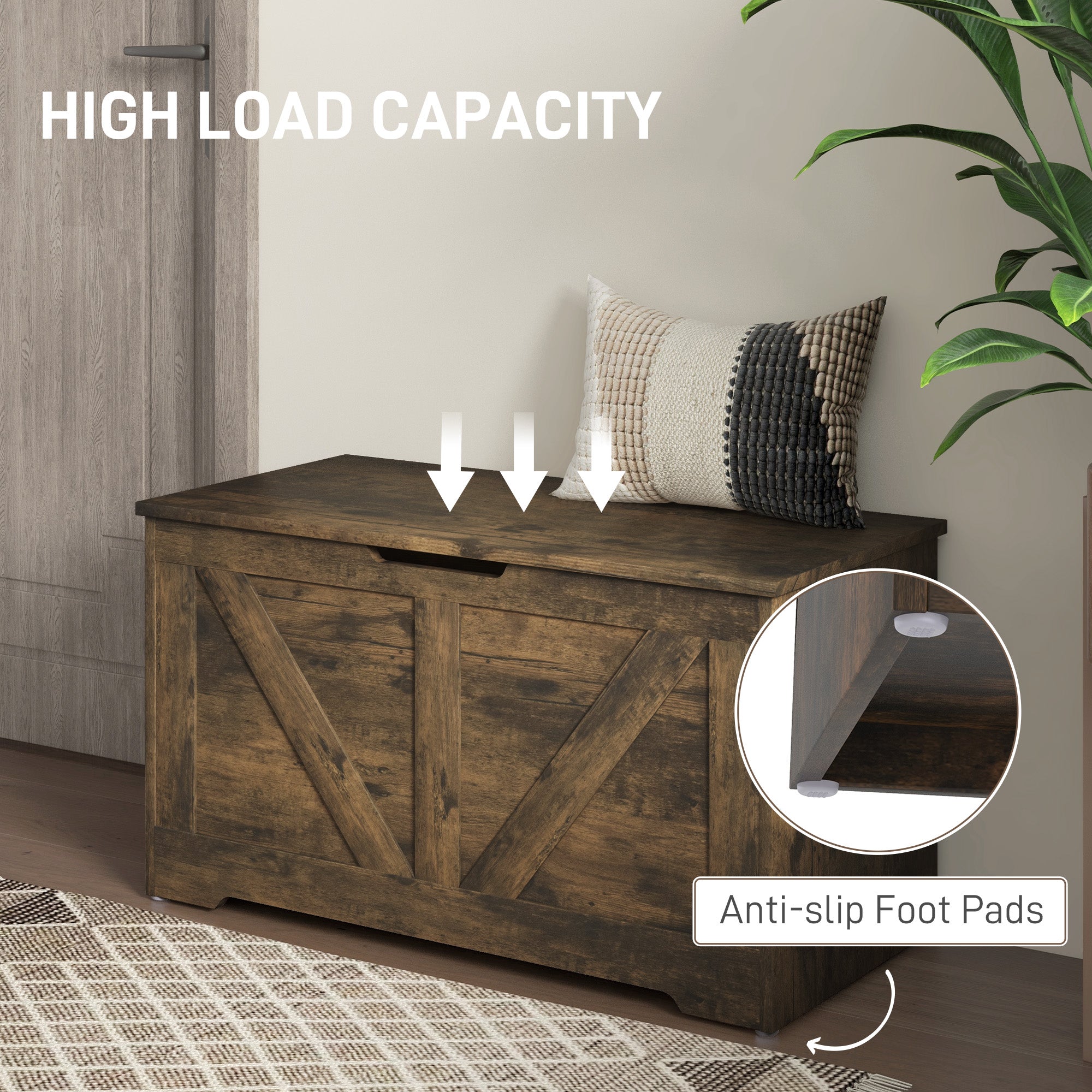 Kozy - 100L Home Storage Box, with Safety Hinges - Rustic Brown