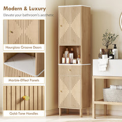 Kozy Multi-Storage Slimline Bathroom Cabinet - Wood-Effect
