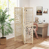 3 Panel Room Divider, Detachable Folding Privacy Screens with Palm Leaf Design for Home Office, Finish