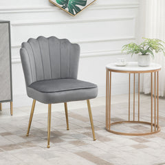 Kozy Velvet-Feel Shell Accent Chair - Grey