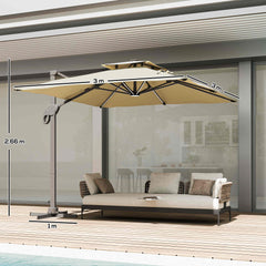 Kozy 3 x 3(m) Aluminium Sun Square Canopy Top w/ Adjustable Pole Angle Khaki