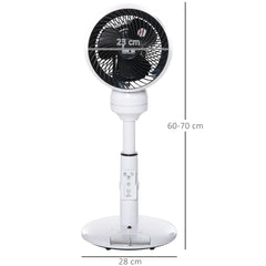Kozy 9'' Air Circulator Fan 3 Speed 3 Mode, 70° Oscillation 90° Vertical Tilt, Height Adjustable, Remote Controller, for Living Room, Bedroom, Office, Black and White