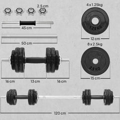 Kozy 2-in-1 Adjustable Dumbbells Set, 30kg Weights Dumbbells Set with Non-Slip Grip for Strength Training, Weight Lifting, Bodybuilding, Home Gym Workout Equipment for Men & Women