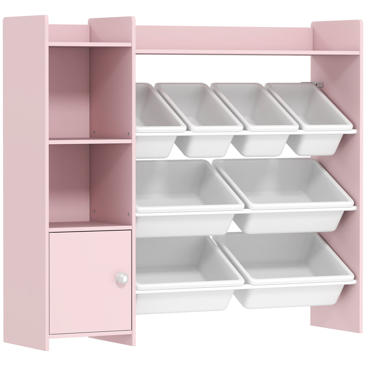 Kozy Toy Storage Unit with 8 Removable Bins, Storage Shelves, Cabinet, Pink