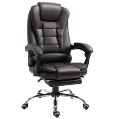 HOMCOM PU Leather Executive Office Chair, High Back Swivel Chair with Retractable Footrest, Adjustable Height, Reclining Function, Brown | Aosom UK