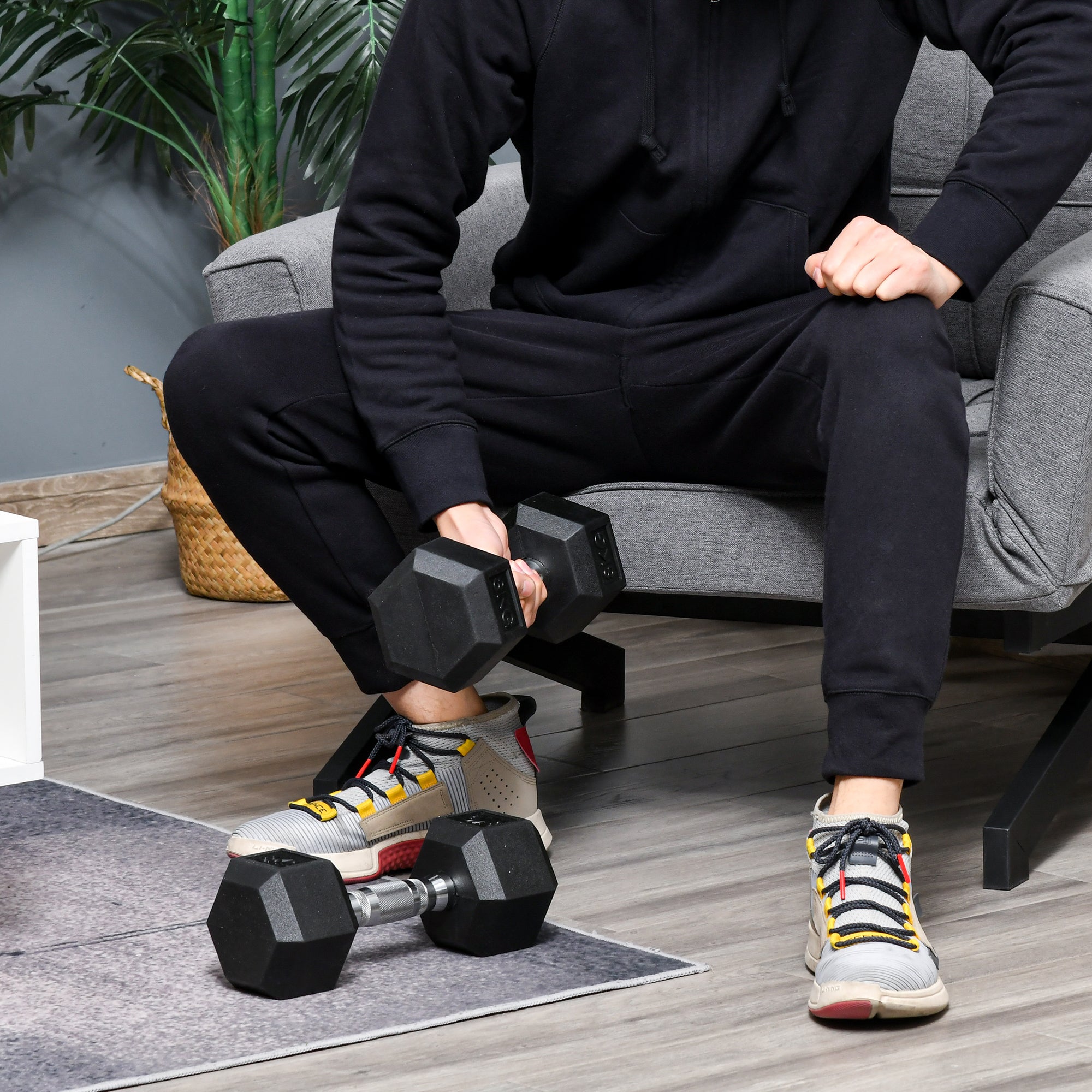 Kozy 2x8kg Hex Dumbbell Rubber Weights Sets Hexagonal Gym Fitness Lifting Home