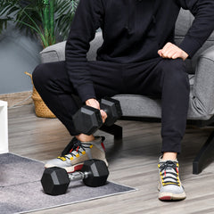 Kozy 2x8kg Hex Dumbbell Rubber Weights Sets Hexagonal Gym Fitness Lifting Home