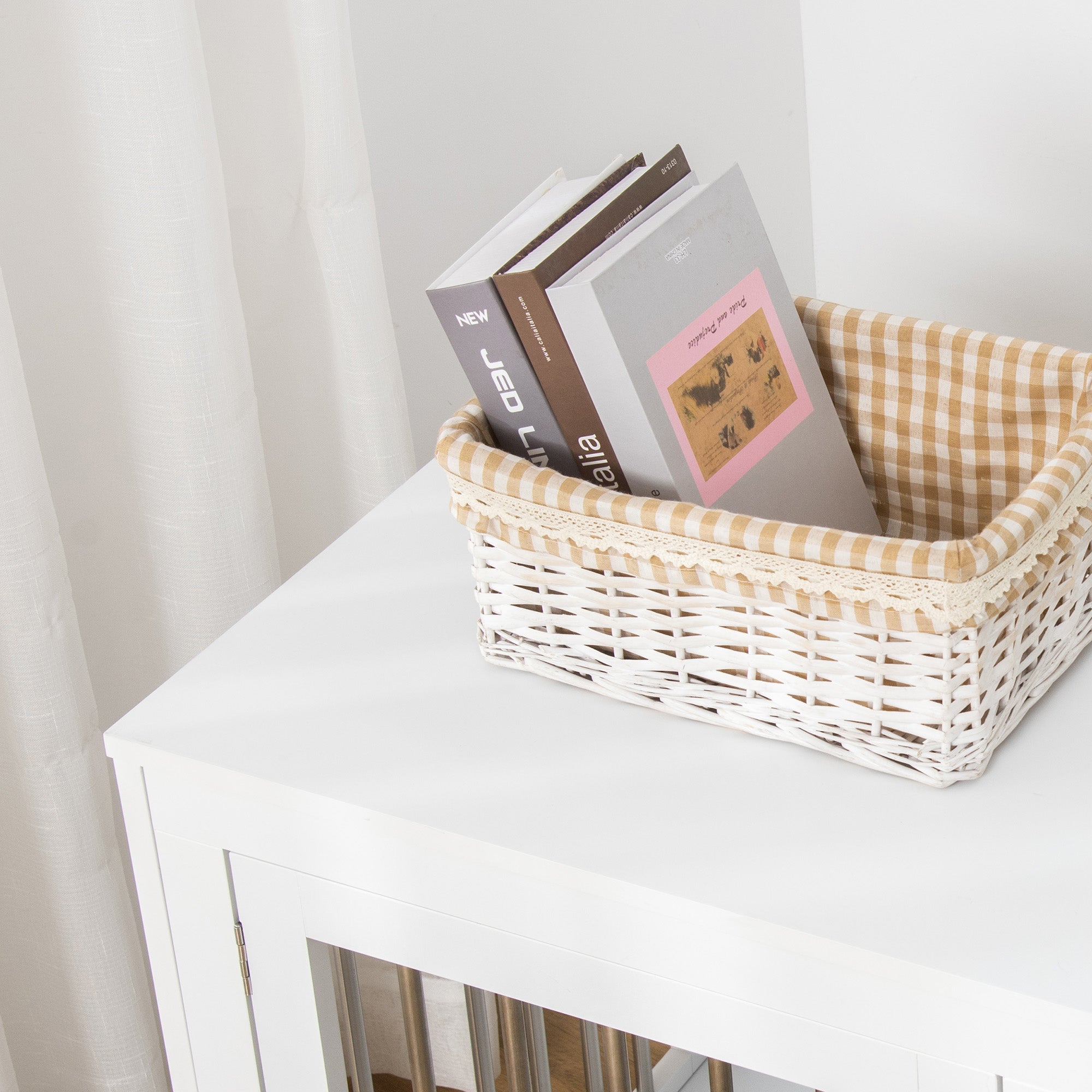 Kozy 2-in-1 Dog Cage and Side Table, with Two Lockable Doors, for Medium Dogs - White