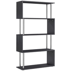 Kozy S Shape Bookcase, 5 Tiers Bookshelf, Modern Freestanding Storage Shelf for Home Office, Study, Living Room, 80 x 30 x 145cm Black