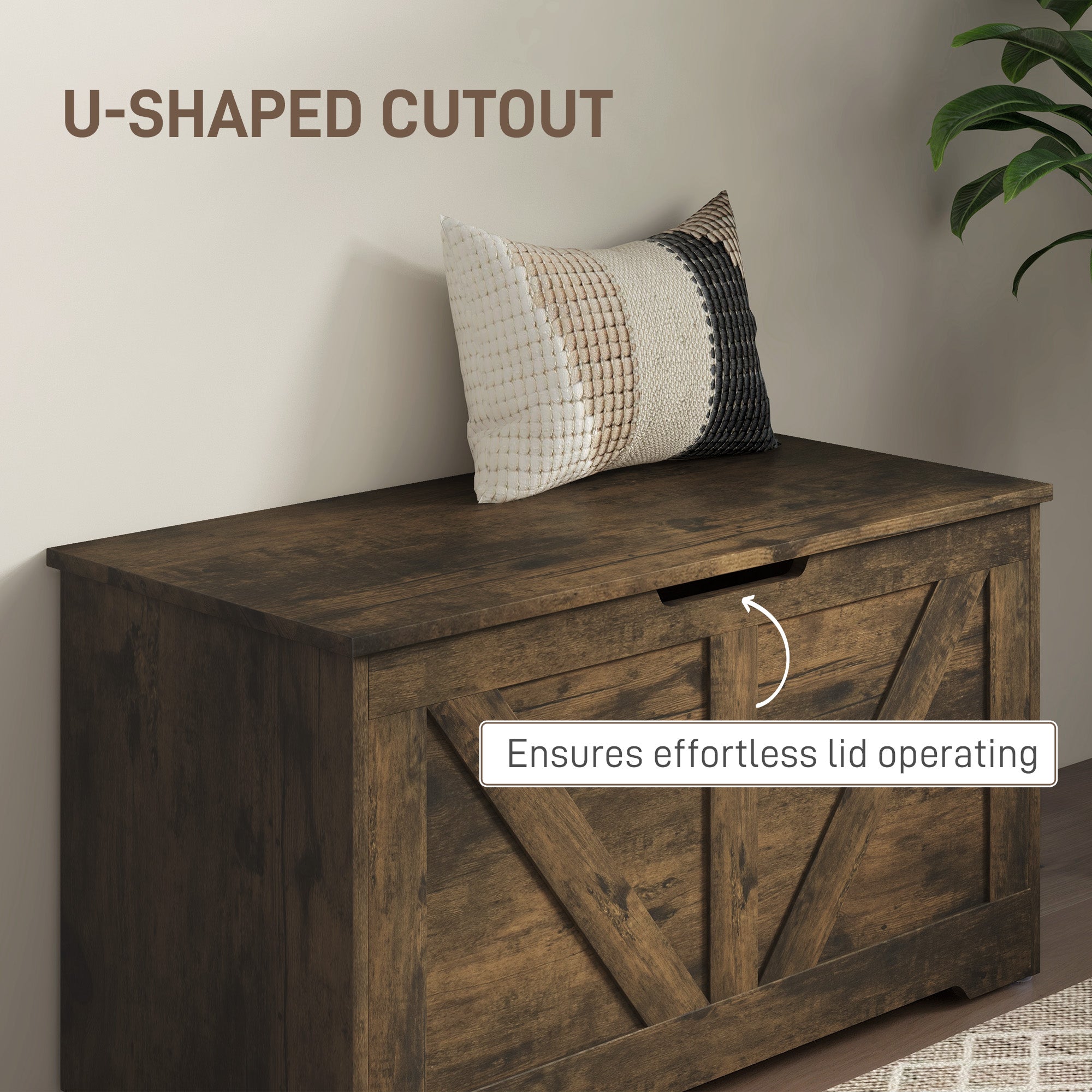 Kozy - 100L Home Storage Box, with Safety Hinges - Rustic Brown