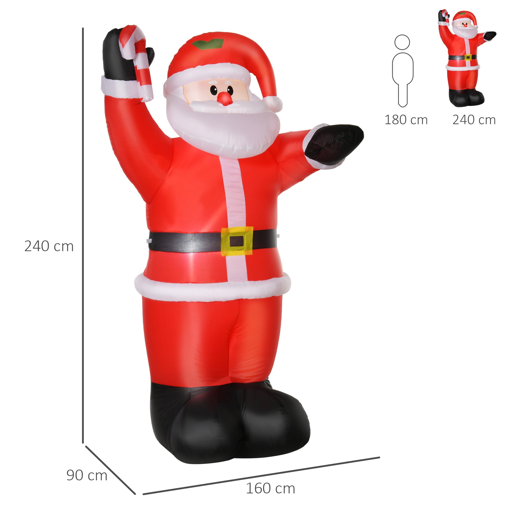 HOMCOM Inflatable Air Blown Christmas Santa Claus 240cm LED Lighted