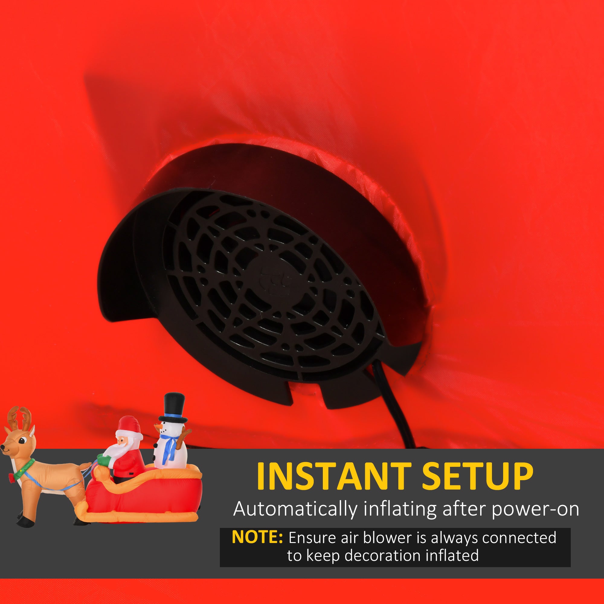 Kozy 6.5ft Christmas Inflatable Santa Claus on Sleigh Deer, LED Lighted for Home Indoor Outdoor Garden Lawn Decoration Party Prop