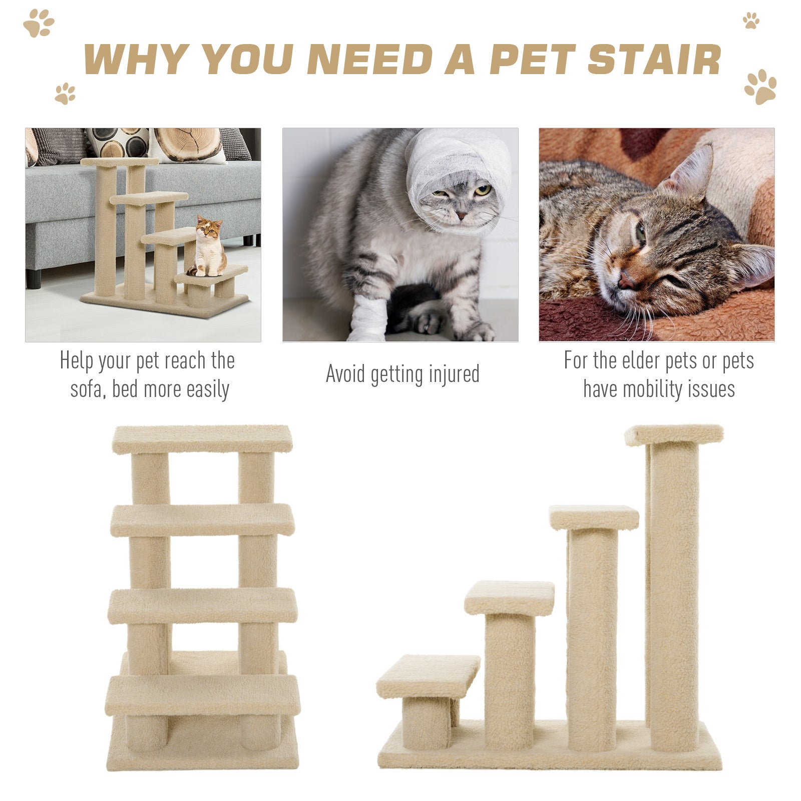 Durable Pet Stairs Ramp, Easy Climb Cat Tree Ladder, Indoor Climbing Frame Staircase for Pets