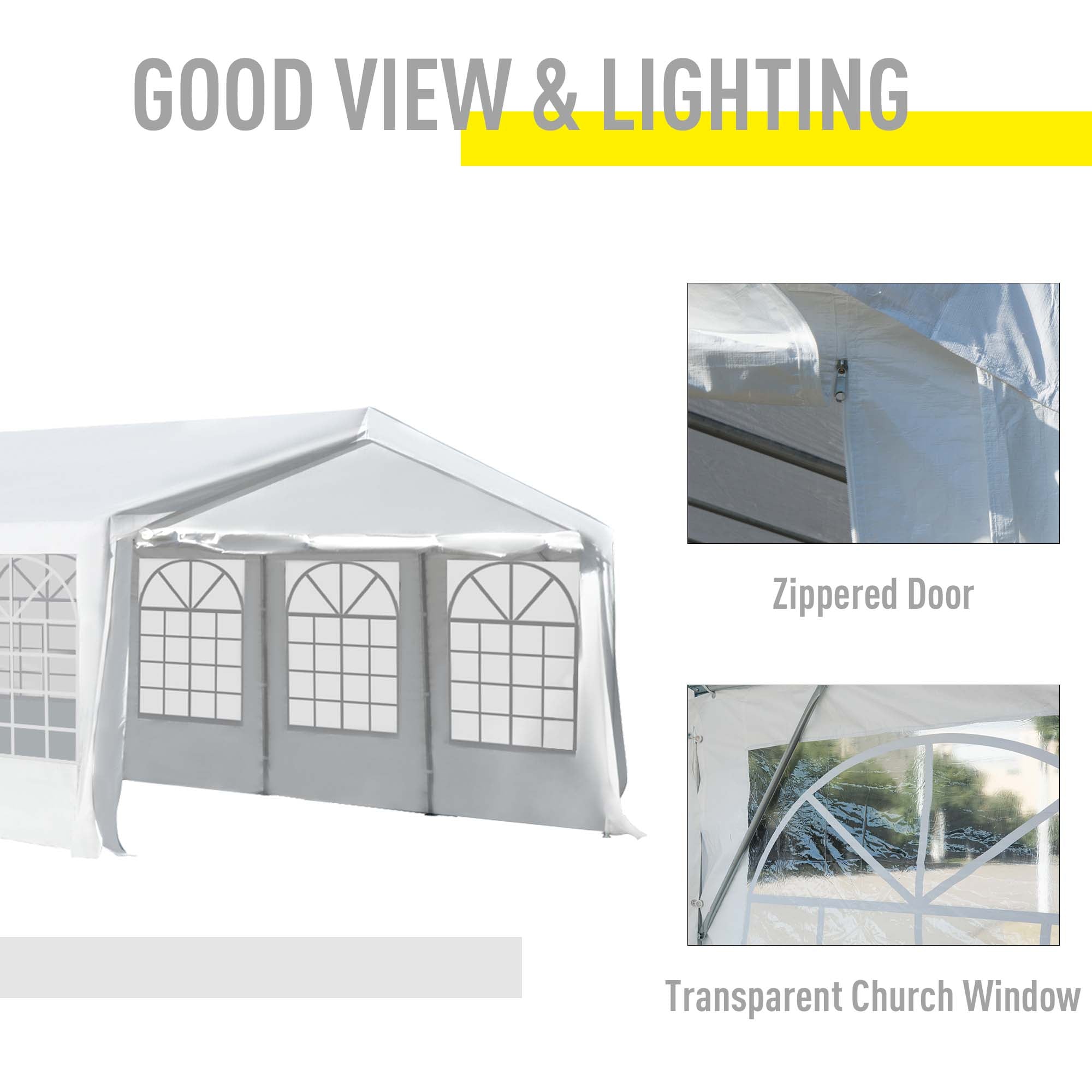 Outsunny Large Garden Gazebo, 8m x 4m, Marquee Party Tent, Portable Carport, Event Shelter, Heavy Duty Steel, White