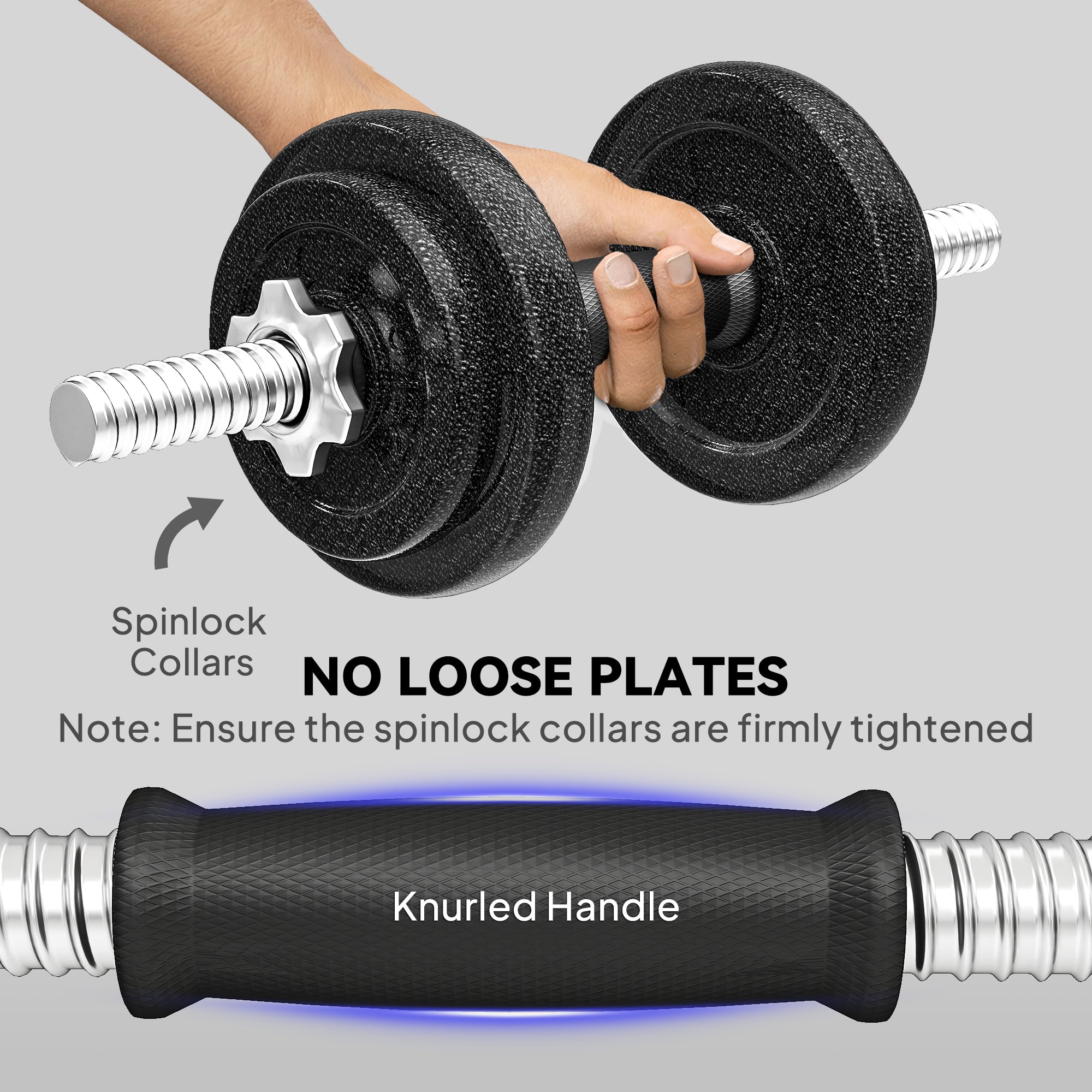 Kozy 2-in-1 Adjustable Dumbbells Set, 20kg Weights Dumbbells Set with Non-Slip Grip for Strength Training, Weight Lifting, Bodybuilding, Home Gym Workout Equipment for Men & Women