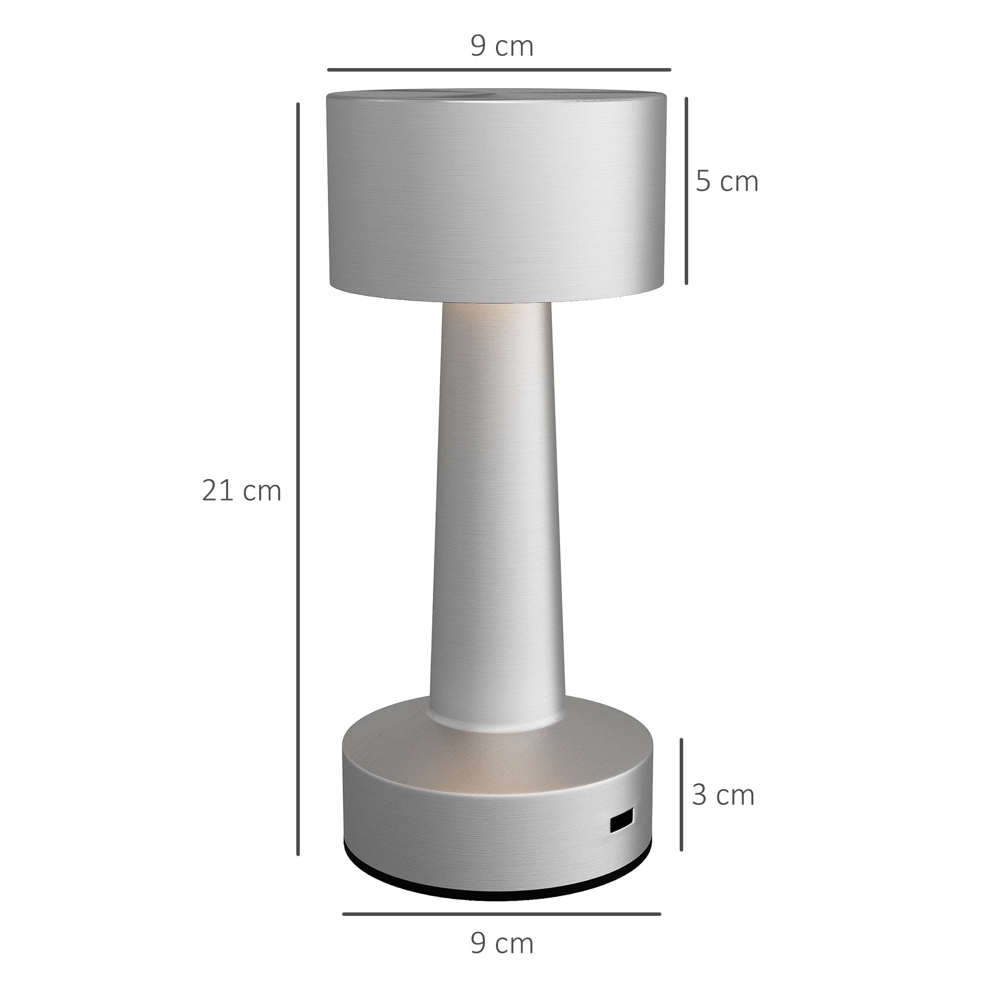 HOMCOM Cordless Desk Lamp: Rechargeable LED Table Light with Touch Control, 3 Colour Modes, Silver | Aosom UK