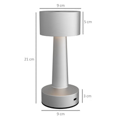 HOMCOM Cordless Desk Lamp: Rechargeable LED Table Light with Touch Control, 3 Colour Modes, Silver | Aosom UK