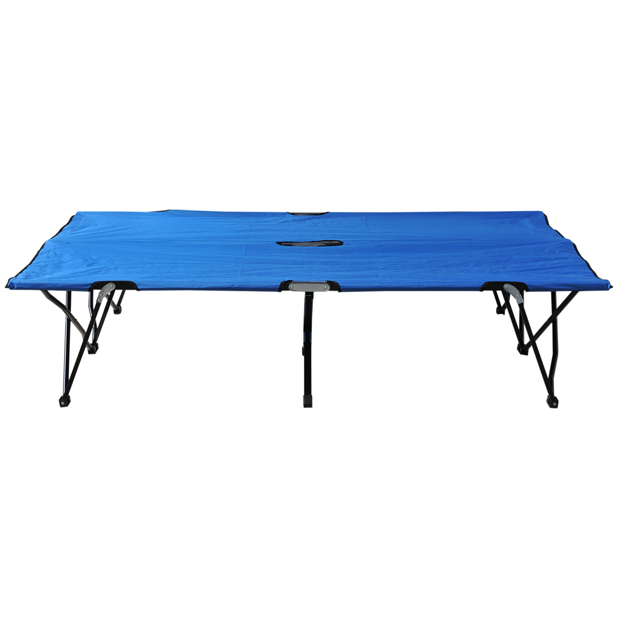 Outsunny Folding Double Camping Cot, Lightweight Outdoor Patio Sunbed with Carry Bag, Blue