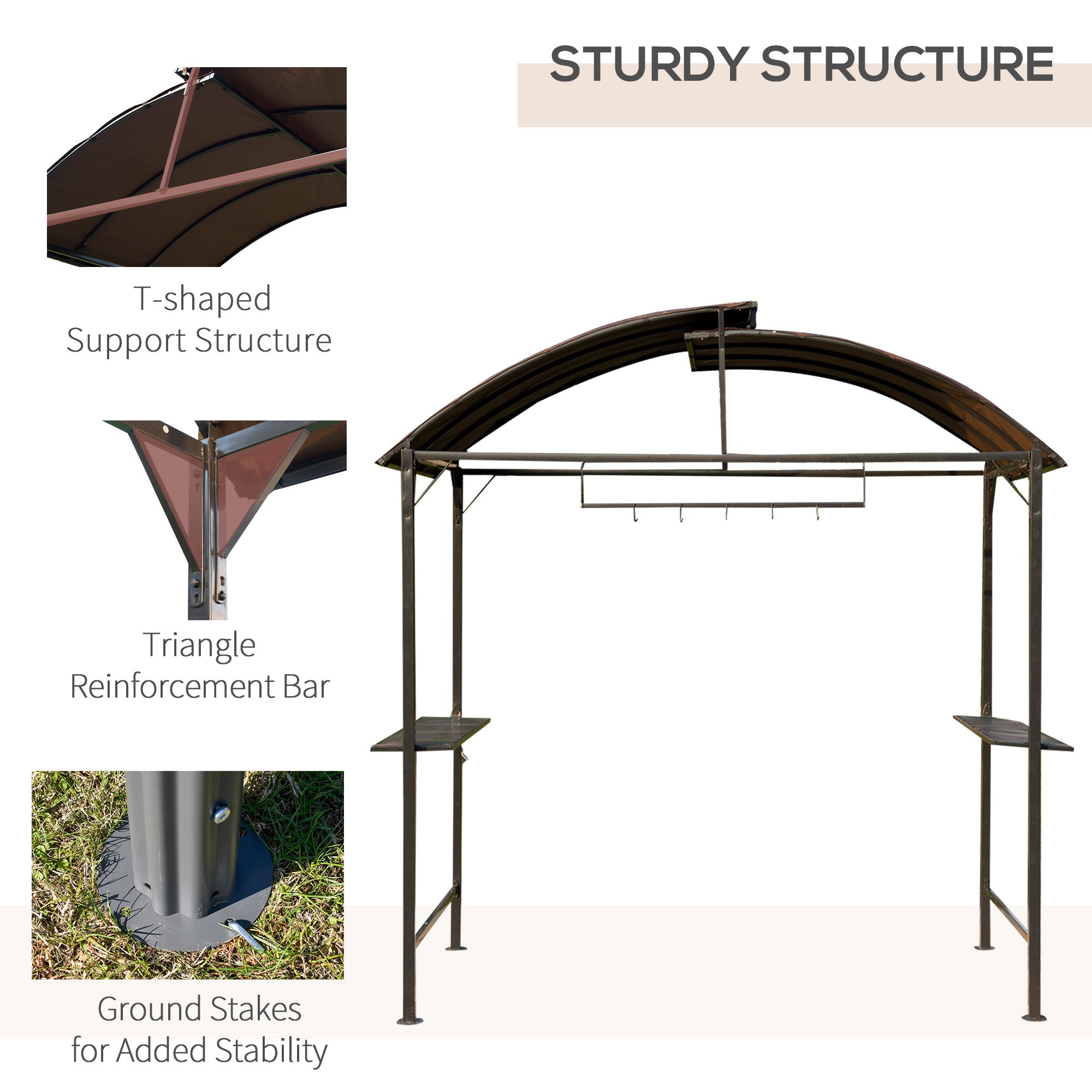 Outsunny Metal Smoking Gazebo Marquee Garden Patio BBQ Tent Grill Canopy Awning Shelter